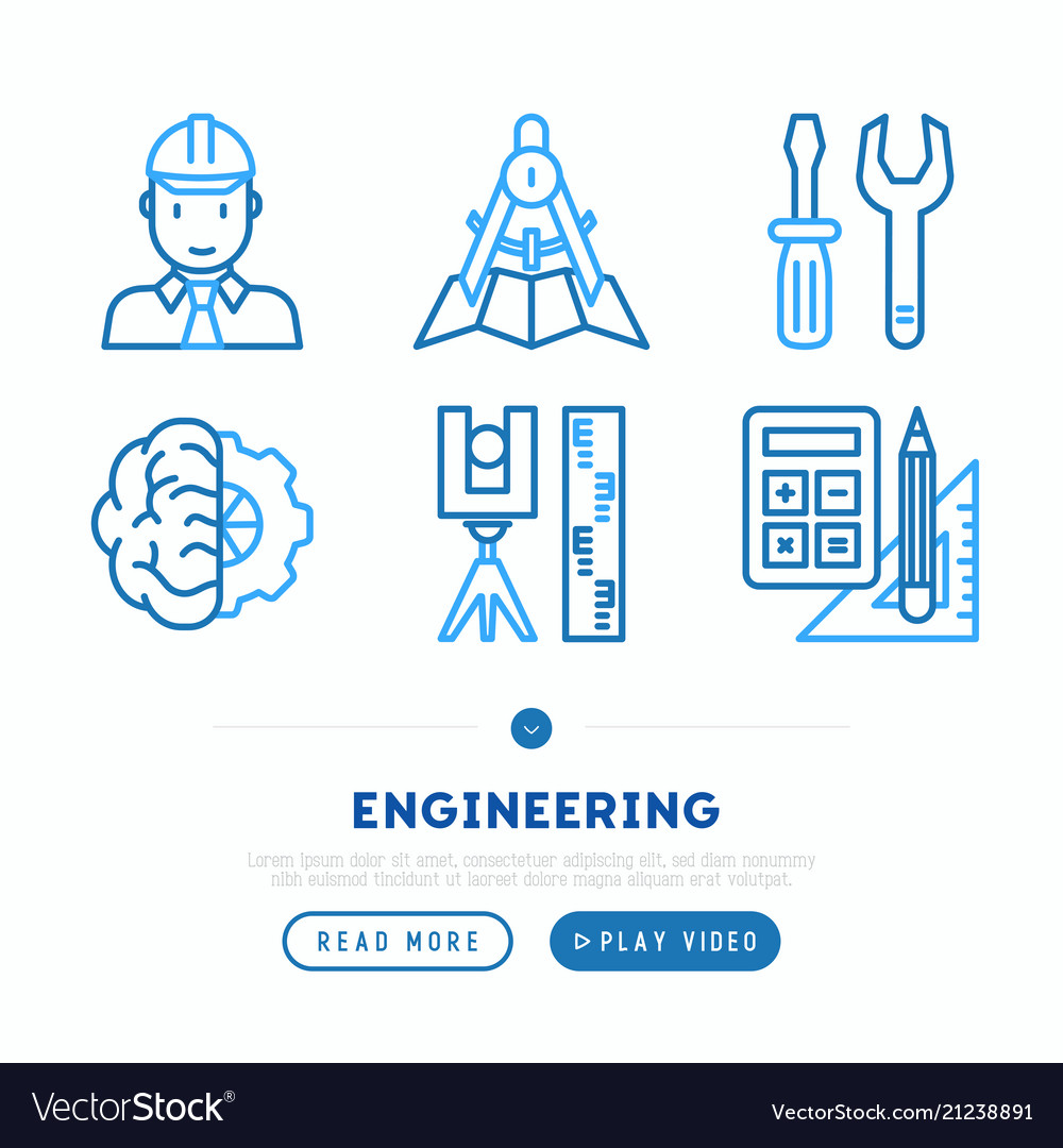 Engineering thin line icons set vector image Engineering thin line icons set