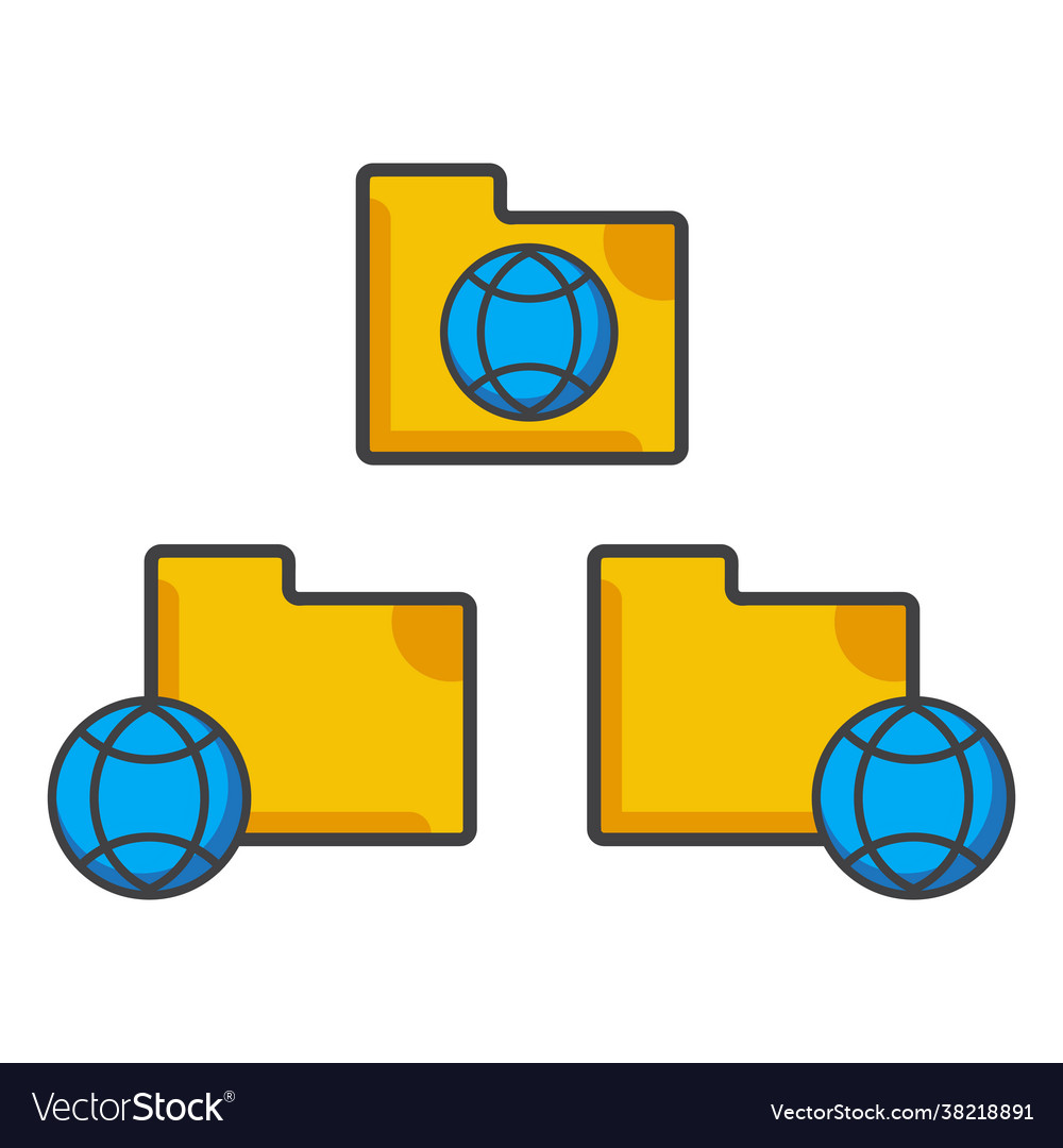 File folder with global network icon vector image File folder with global network icon