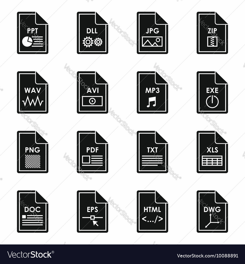 file format icons set simple style royalty free vector image