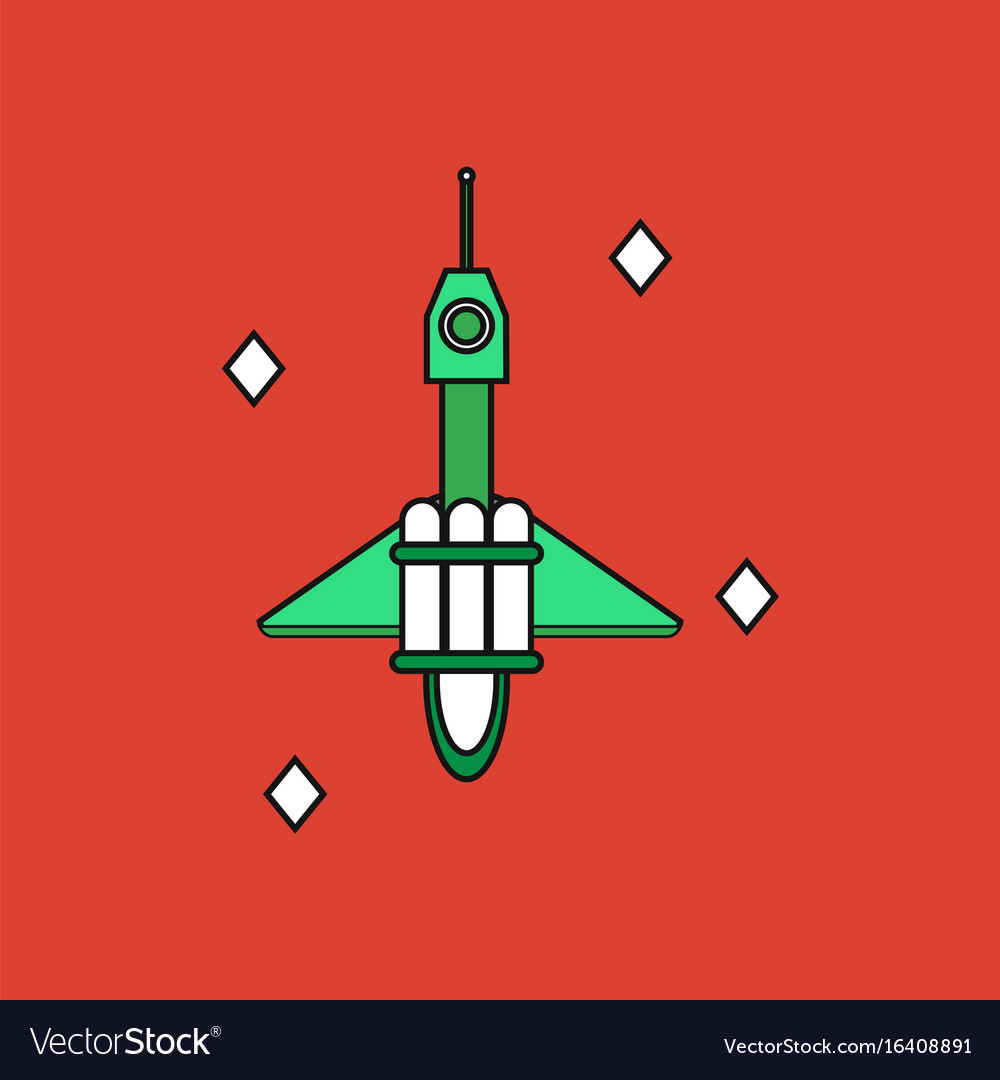 Flat icon design collection spaceship in space