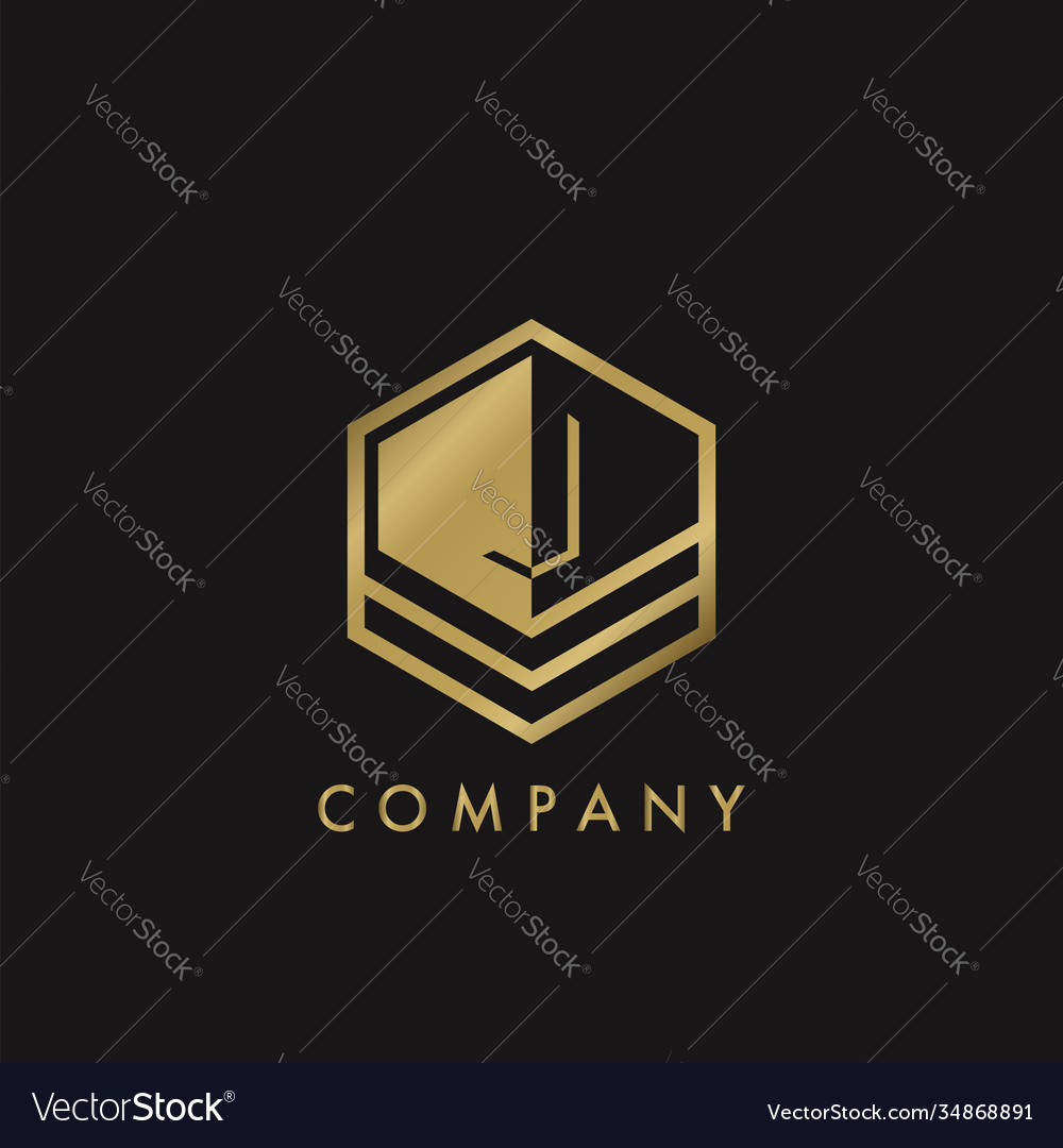 Gold letter j letter logo concept elegance Vector Image