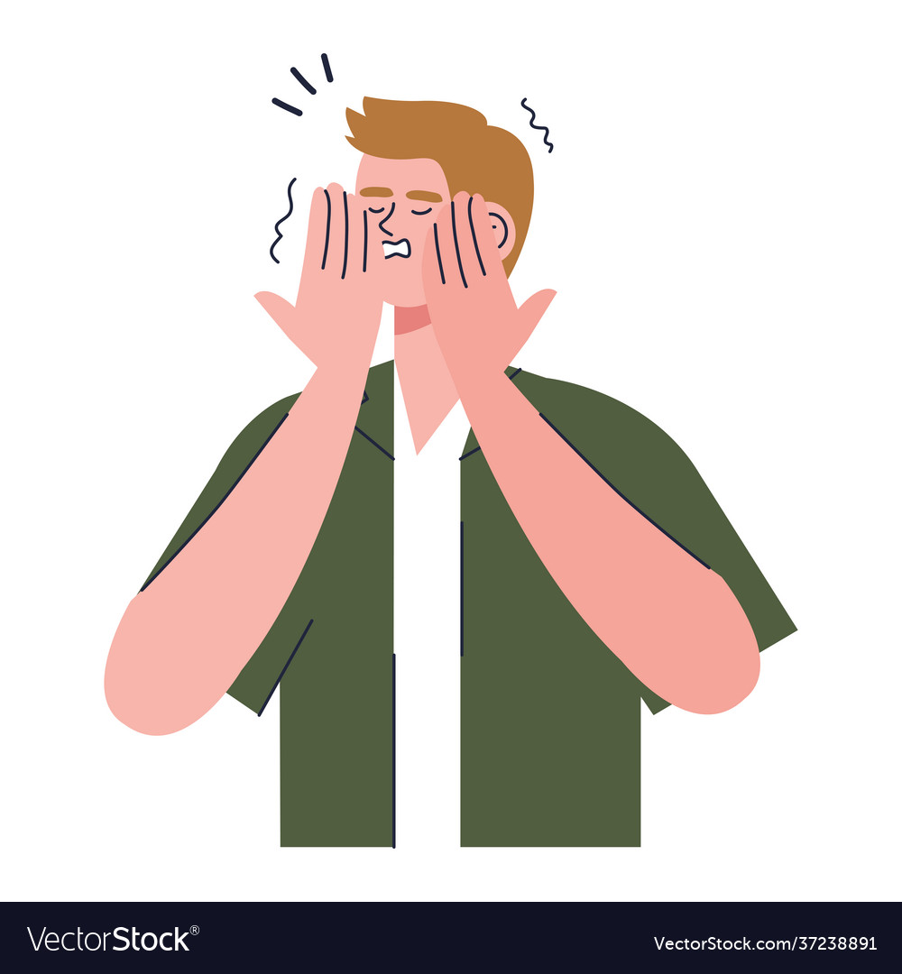 Man with panic Royalty Free Vector Image - VectorStock