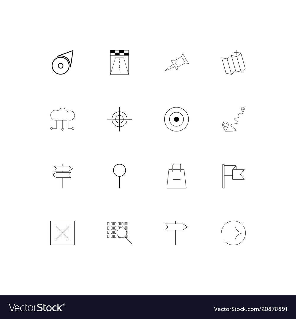 Maps and navigation linear thin icons set