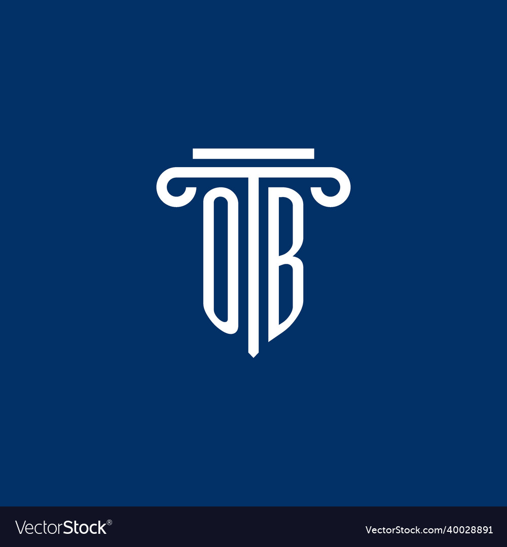 Ob initial logo monogram with simple pillar icon Vector Image Ob initial logo monogram with simple pillar icon