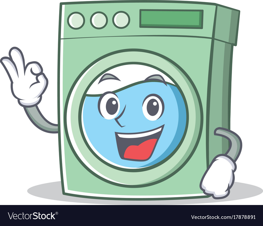 Okay washing machine character cartoon Royalty Free Vector