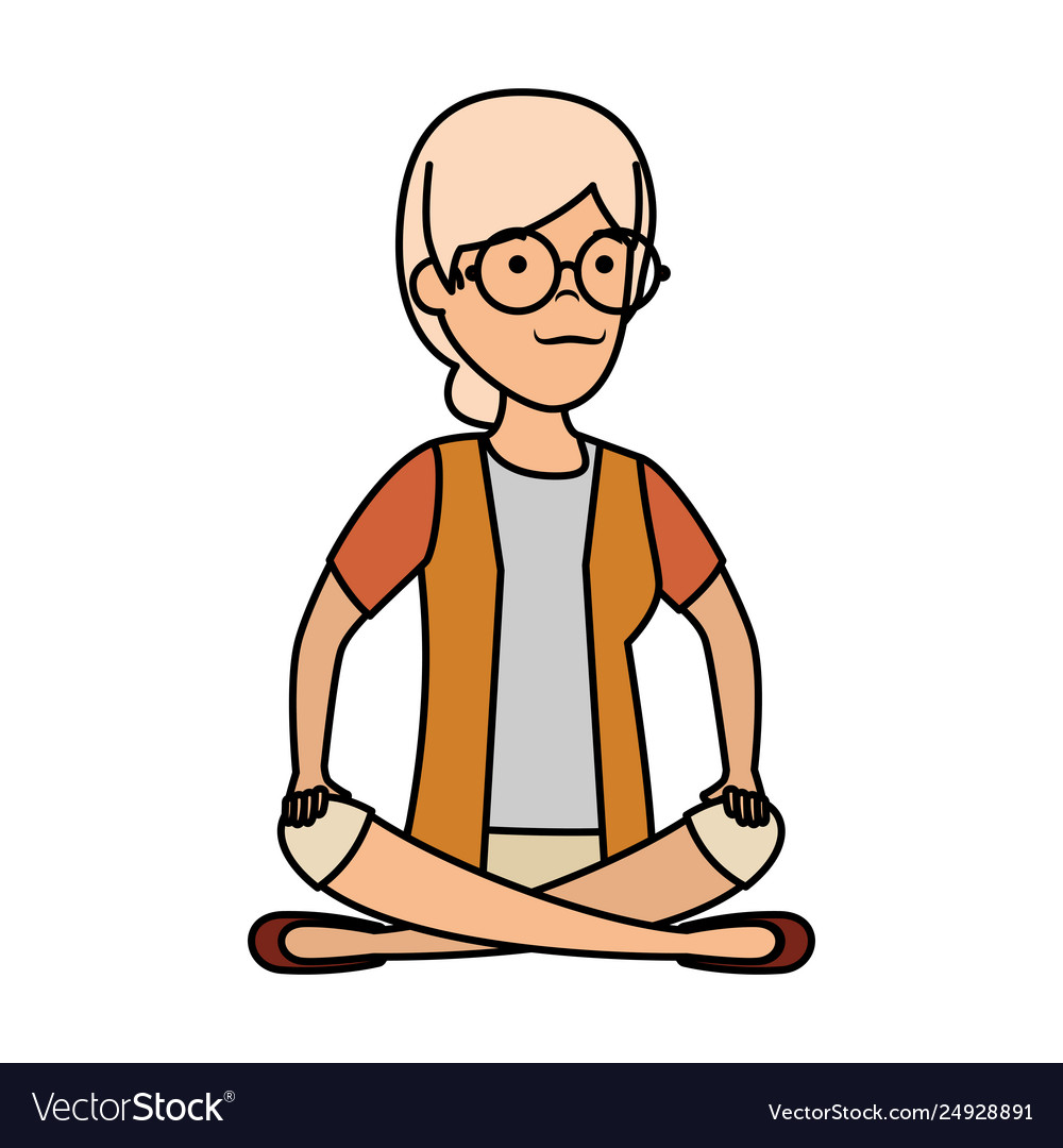 Old woman in lotus position character