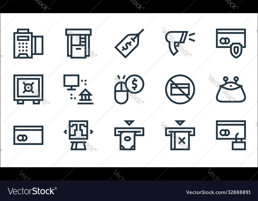 Payment line icons linear set quality vector image Payment line icons linear set quality