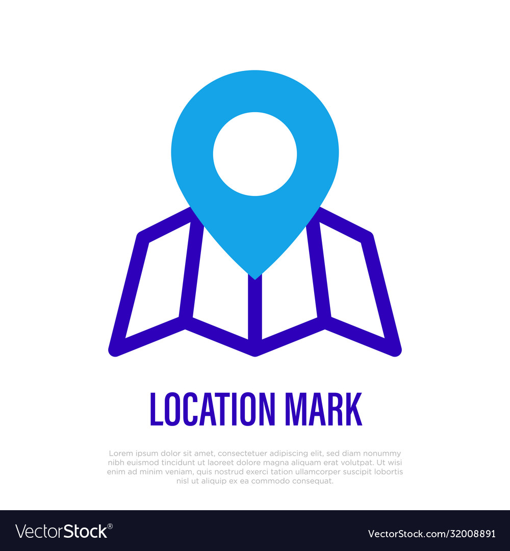 Pointer auf gefaltete Karte flache Linie Icon Standort