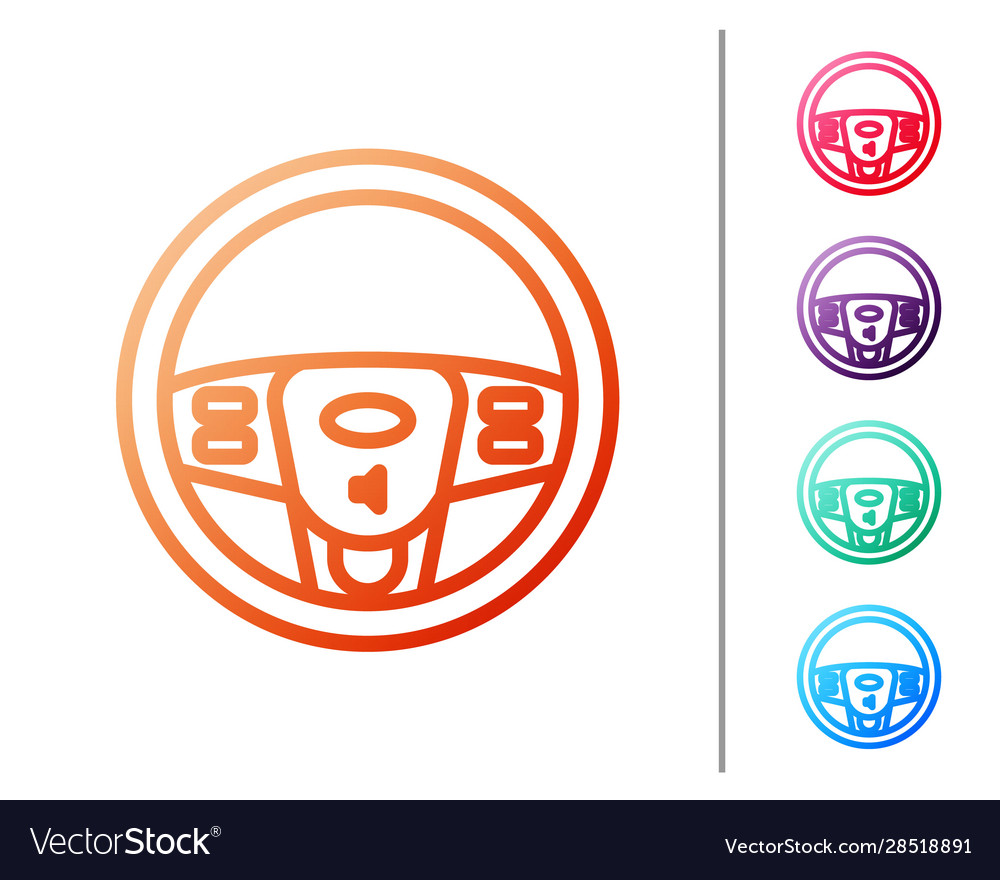 Red line steering wheel icon isolated on white vector image Red line steering wheel icon isolated on white