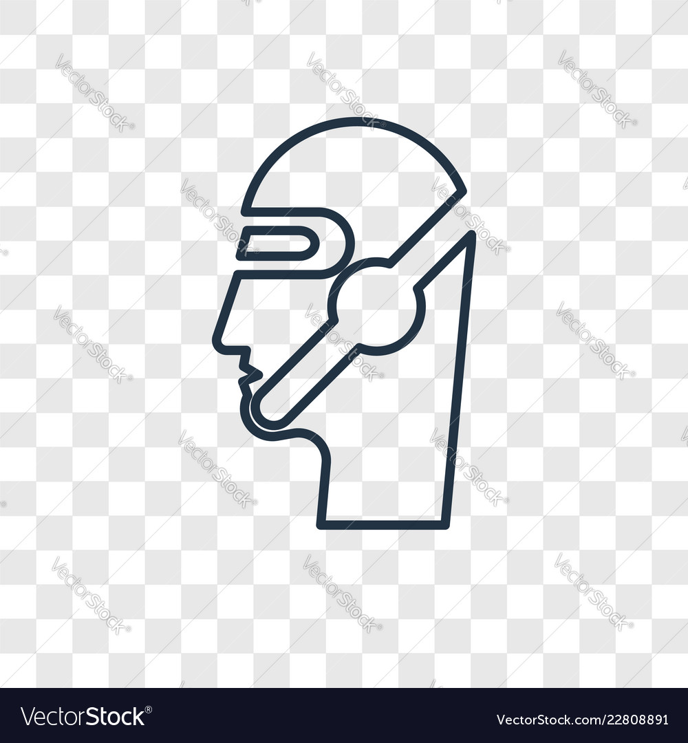 Robot concept linear icon isolated on transparent vector image Robot concept linear icon isolated on transparent