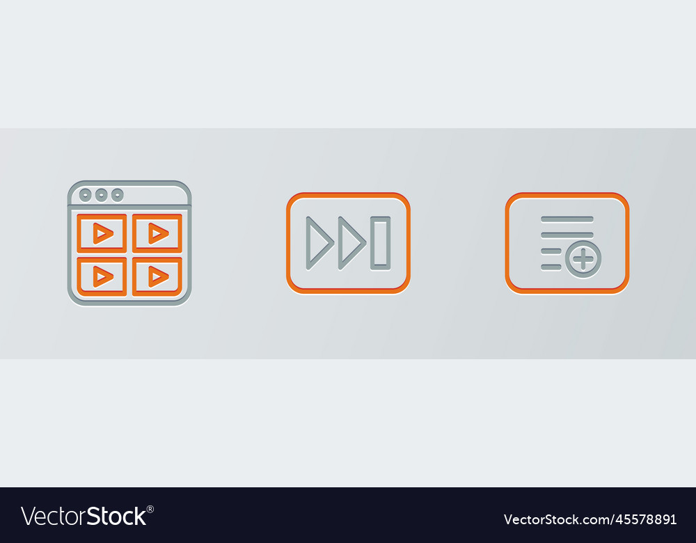 Set line add to playlist music and fast forward vector image Set line add to playlist music and fast forward