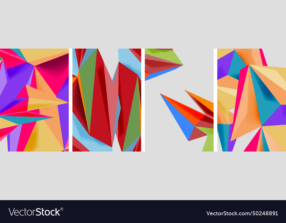 Set of mosaic triangle pattern abstract posters