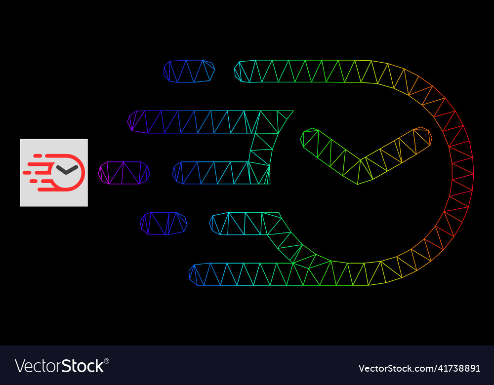 Spectrum gradient polygonal network clock icon vector image Spectrum gradient polygonal network clock icon