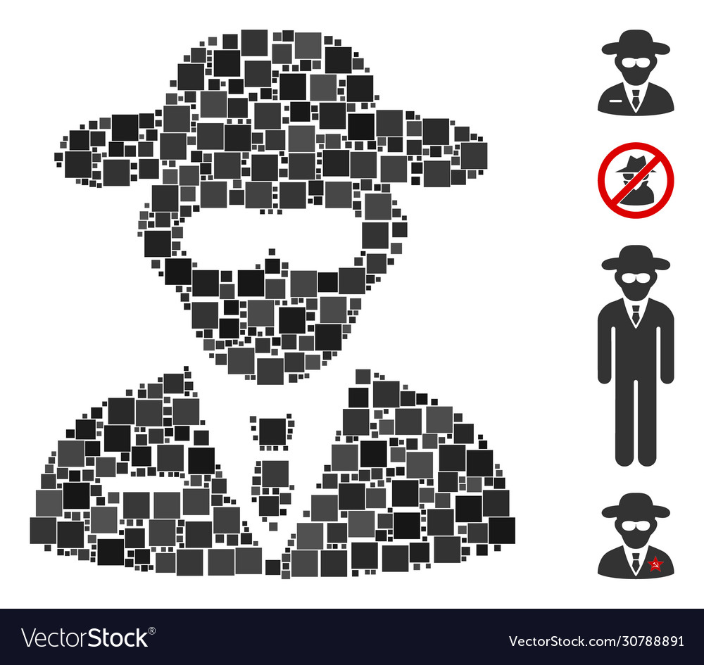 Square secure agent icon collage vector image Square secure agent icon collage