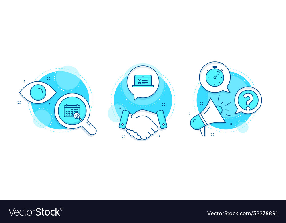 Timer Web Vorlesungen und Fragezeichen Icons Set vector image Timer Web Vorlesungen und Fragezeichen Icons Set