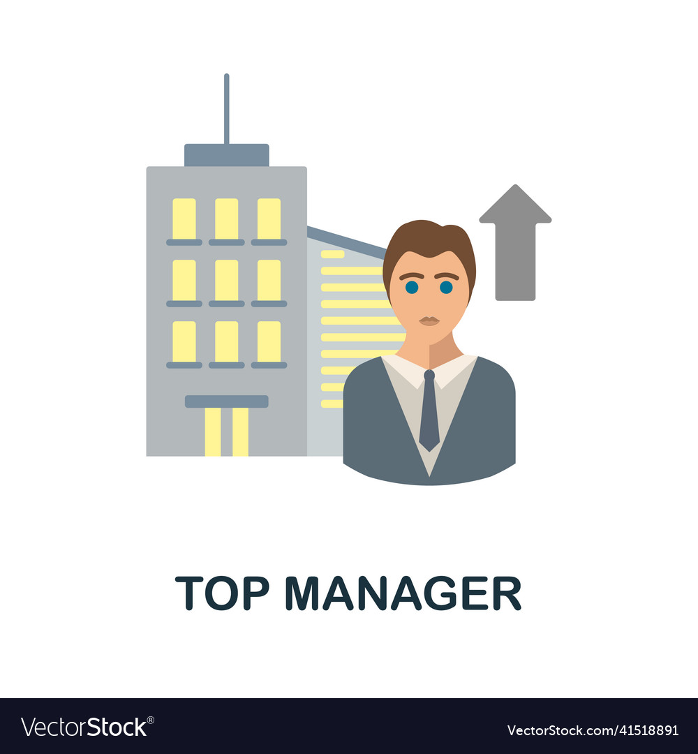 Top manager flat icon colored element sign from