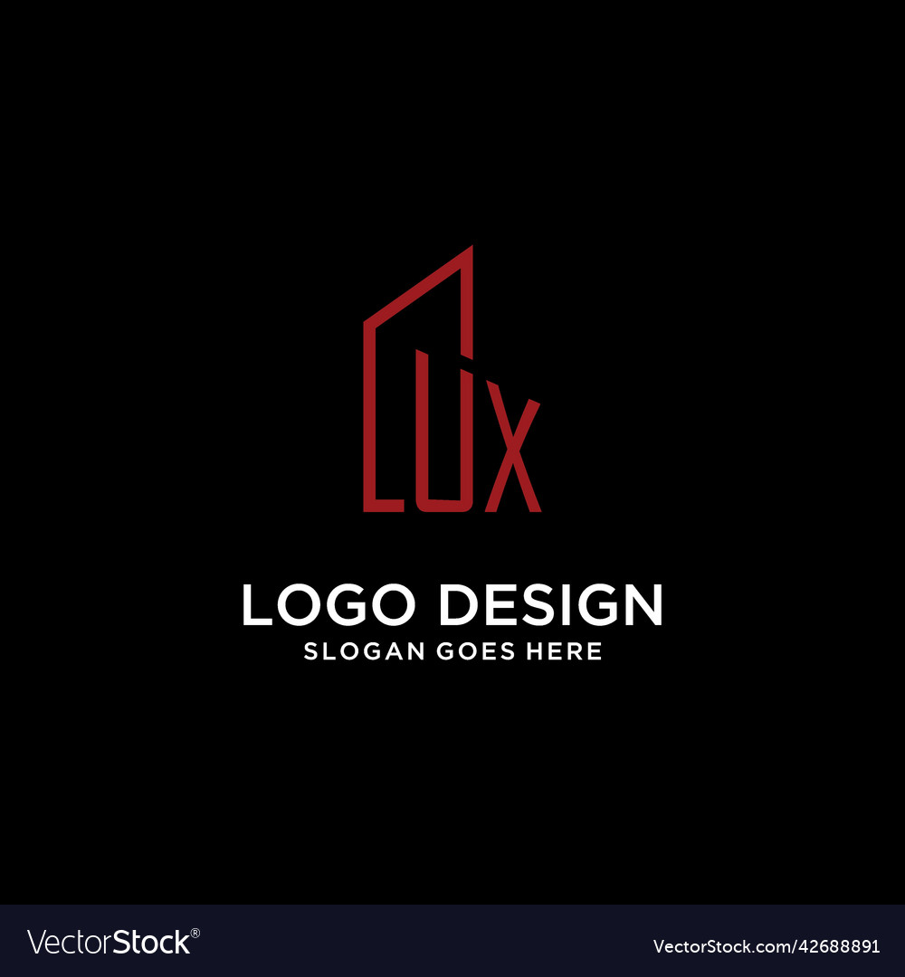 Ux initial monogram with building logo design