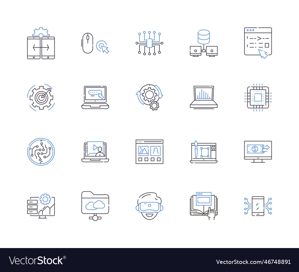 Website and device outline icons collection vector image Website and device outline icons collection