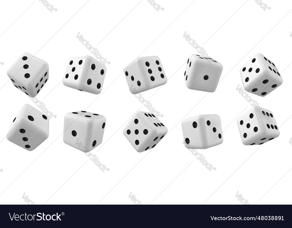 White 3d isolated realistic dice for casino game Vector Image