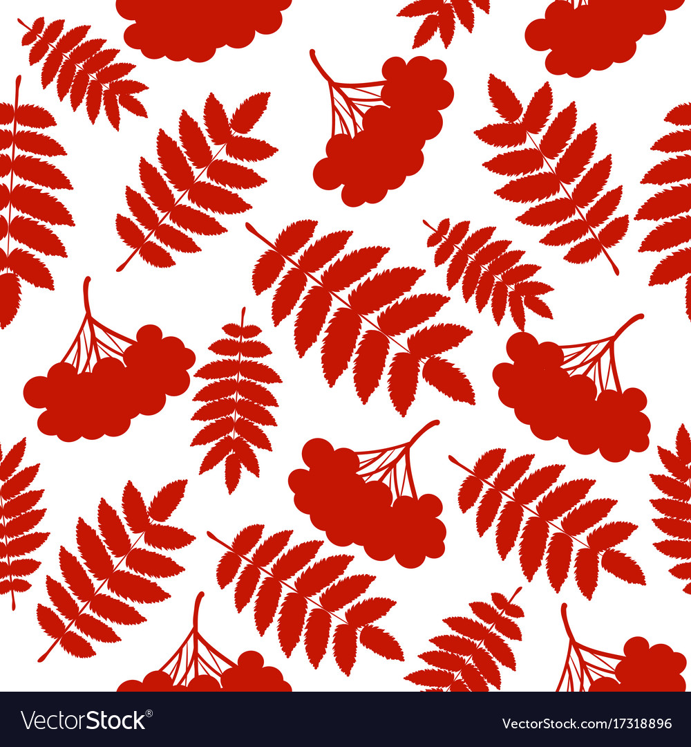 Autumn seamless pattern with rowan