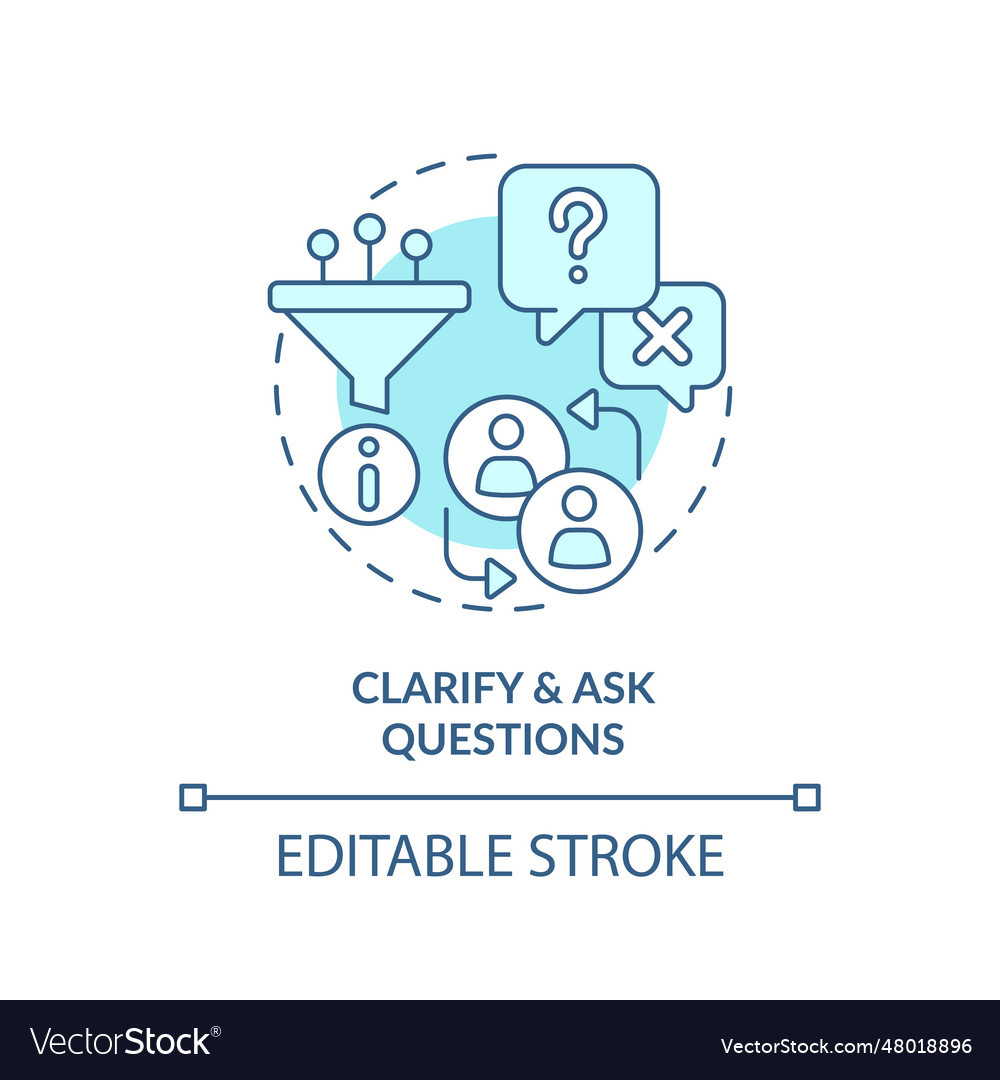 Clarify and ask questions soft blue concept icon