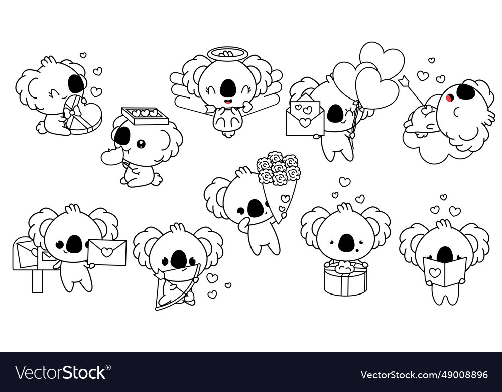 Collection of kawaii koala coloring page