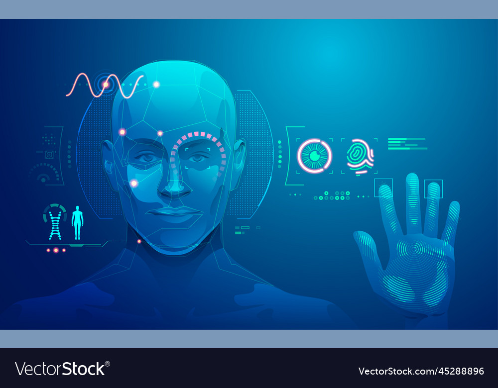 Concept of biometrics technology graphic human Vector Image