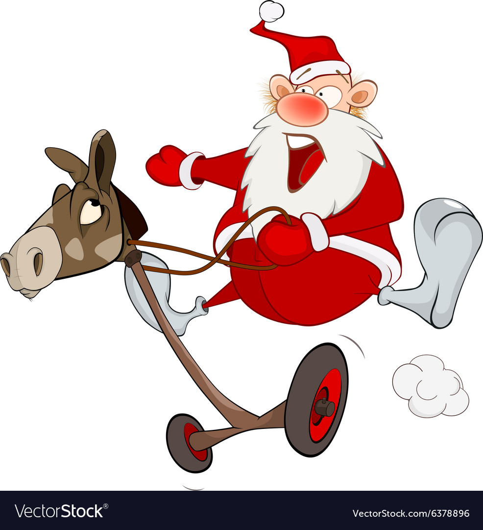 Cute santa claus golfer and rodeo