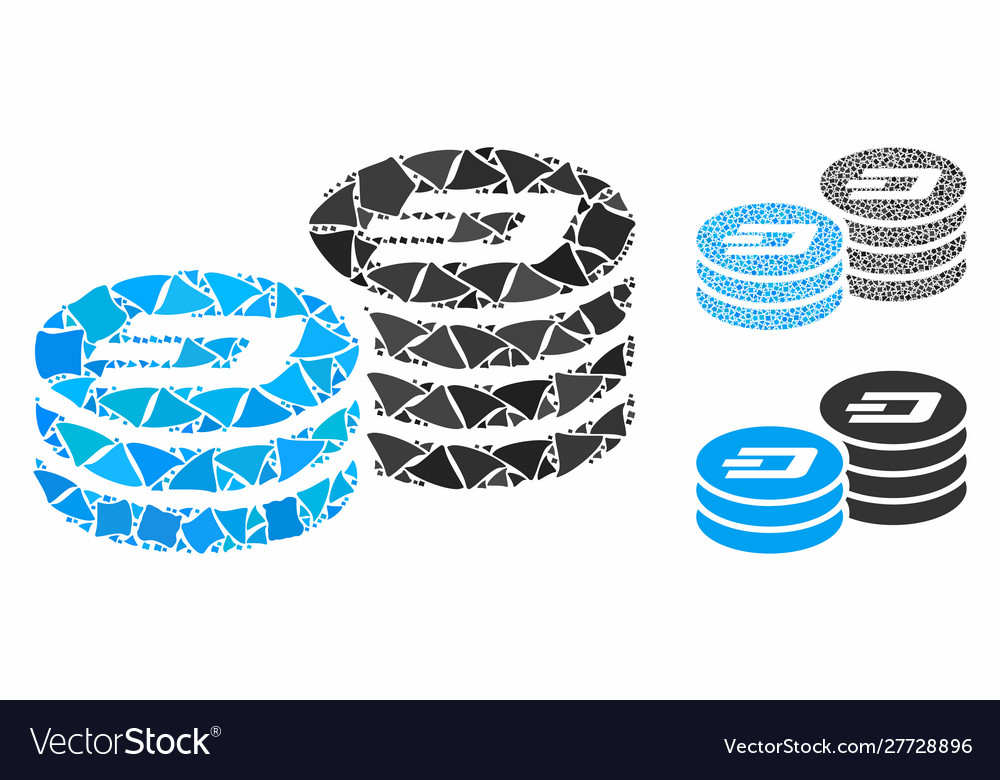 Dash coin columns mosaic icon abrupt pieces