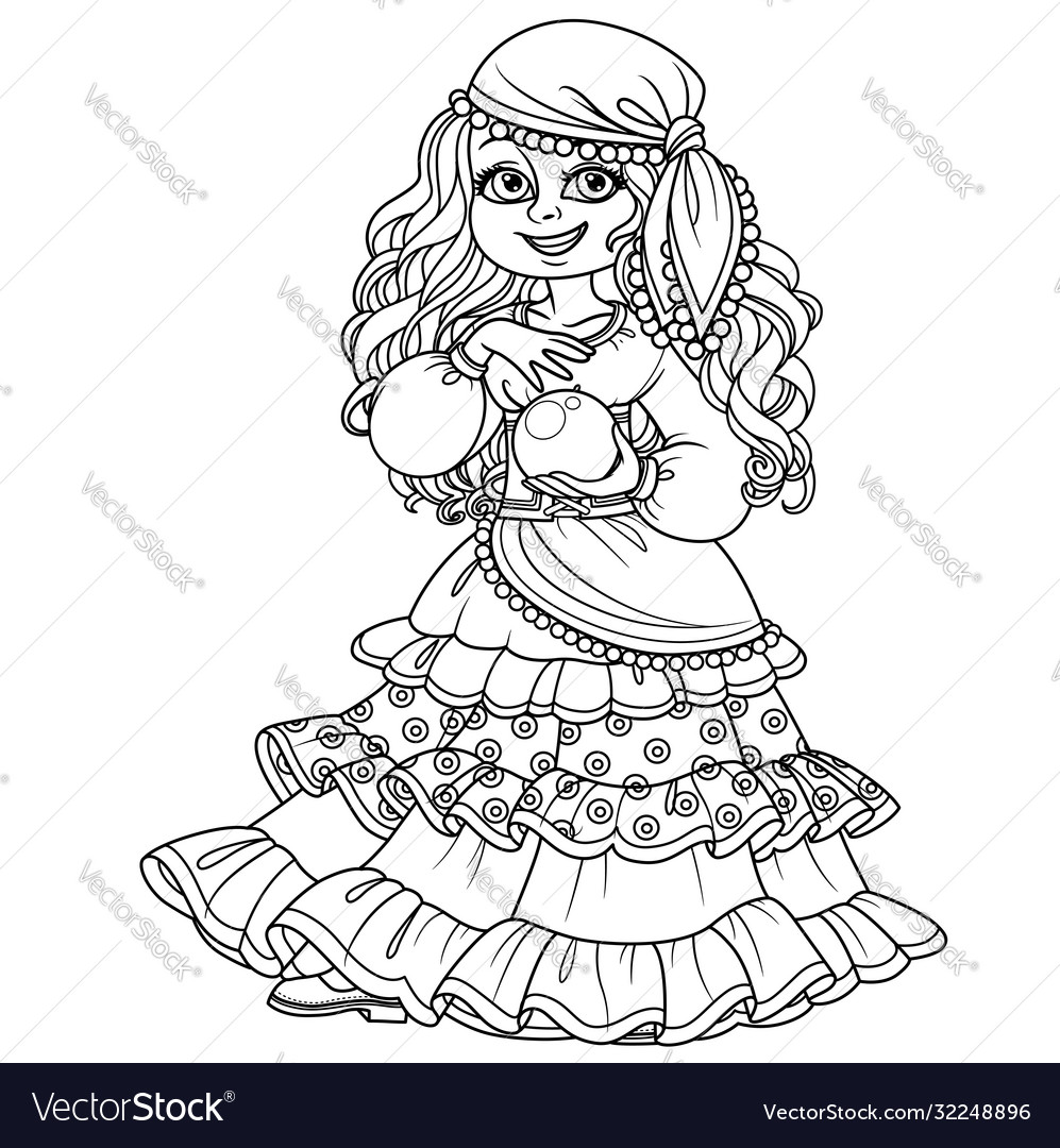 Girl in gypsy carnival costume with a magic ball