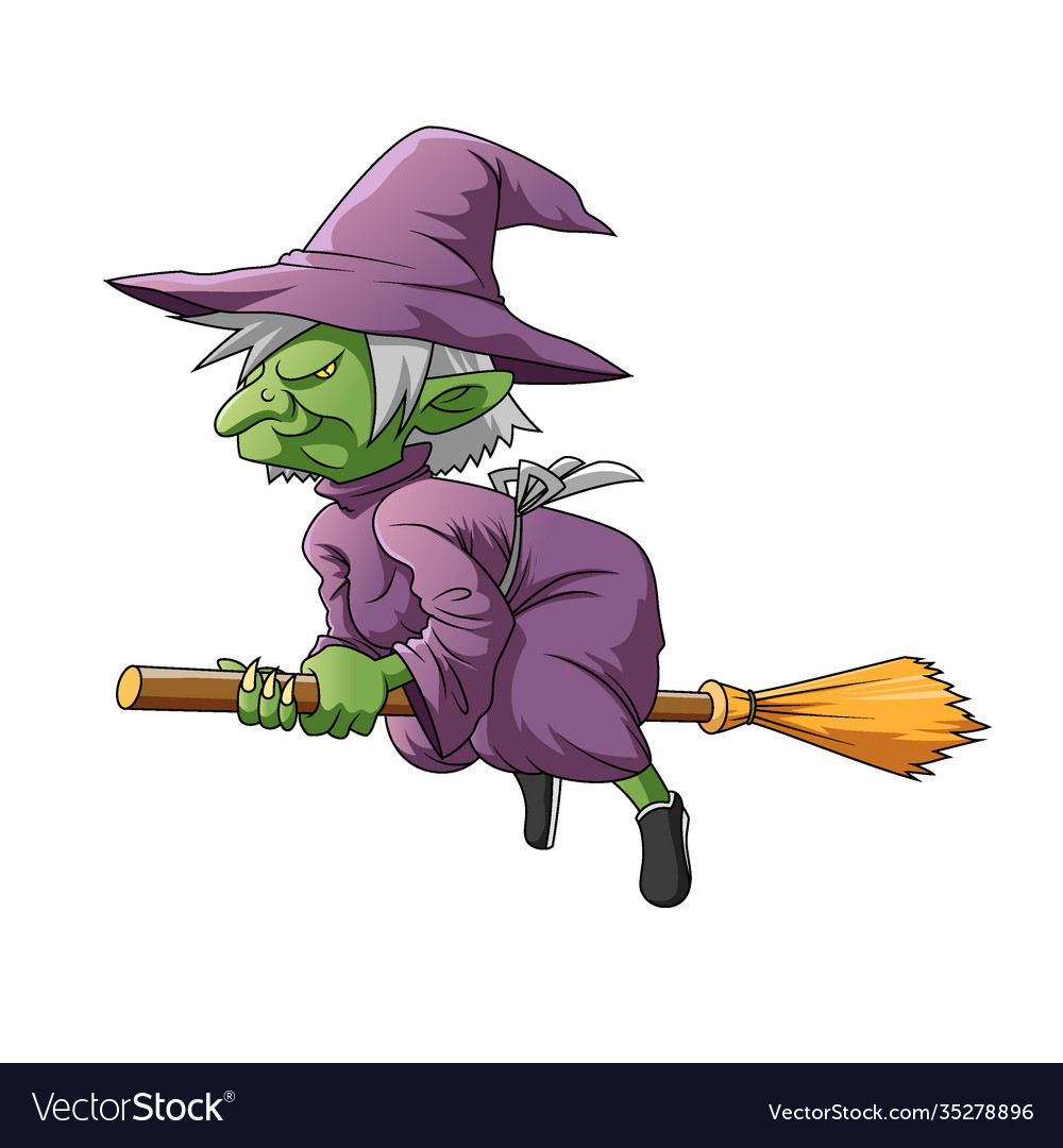 Green elf witch with purple costume