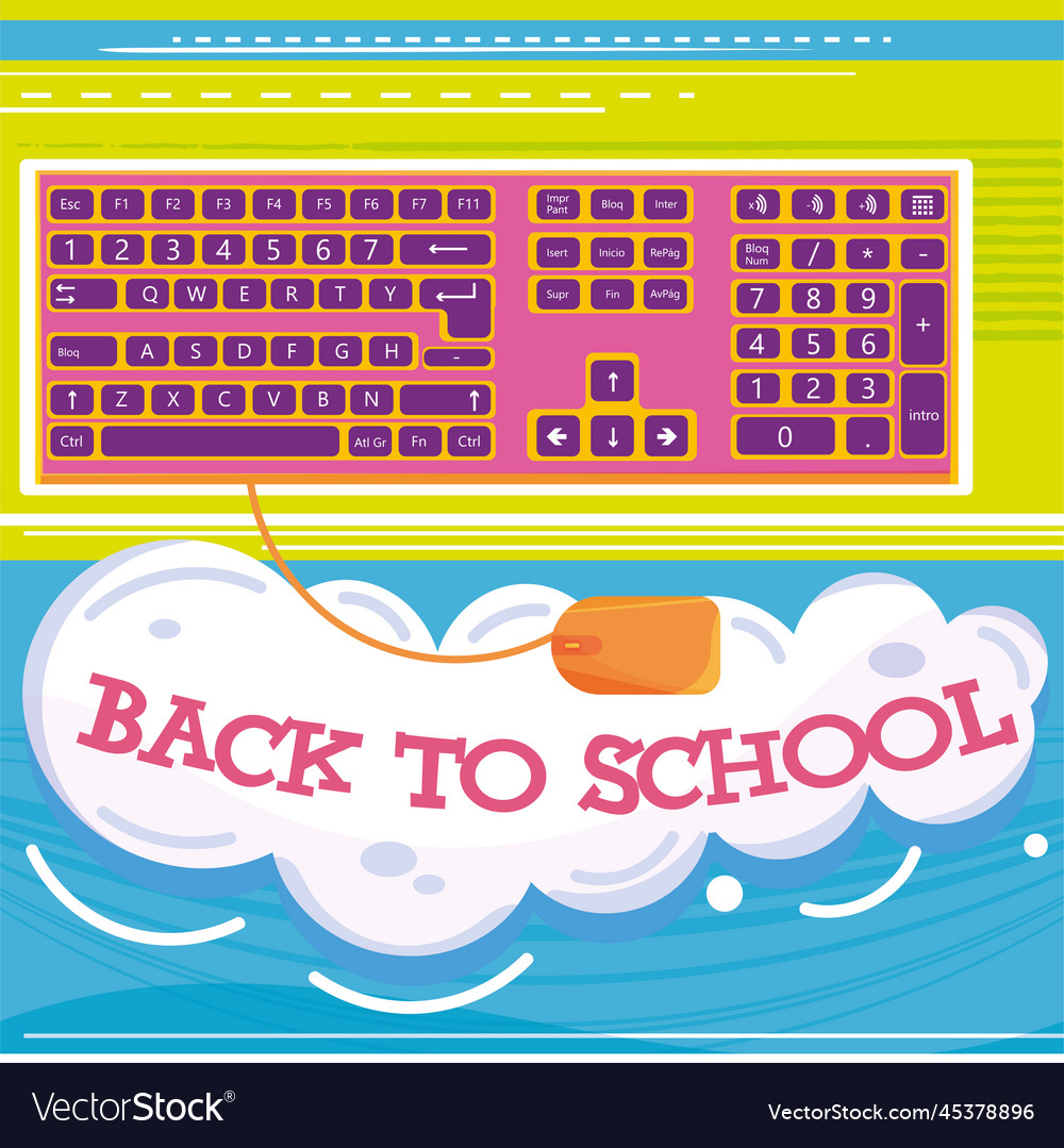 Isolated colored computer keyboard back to school