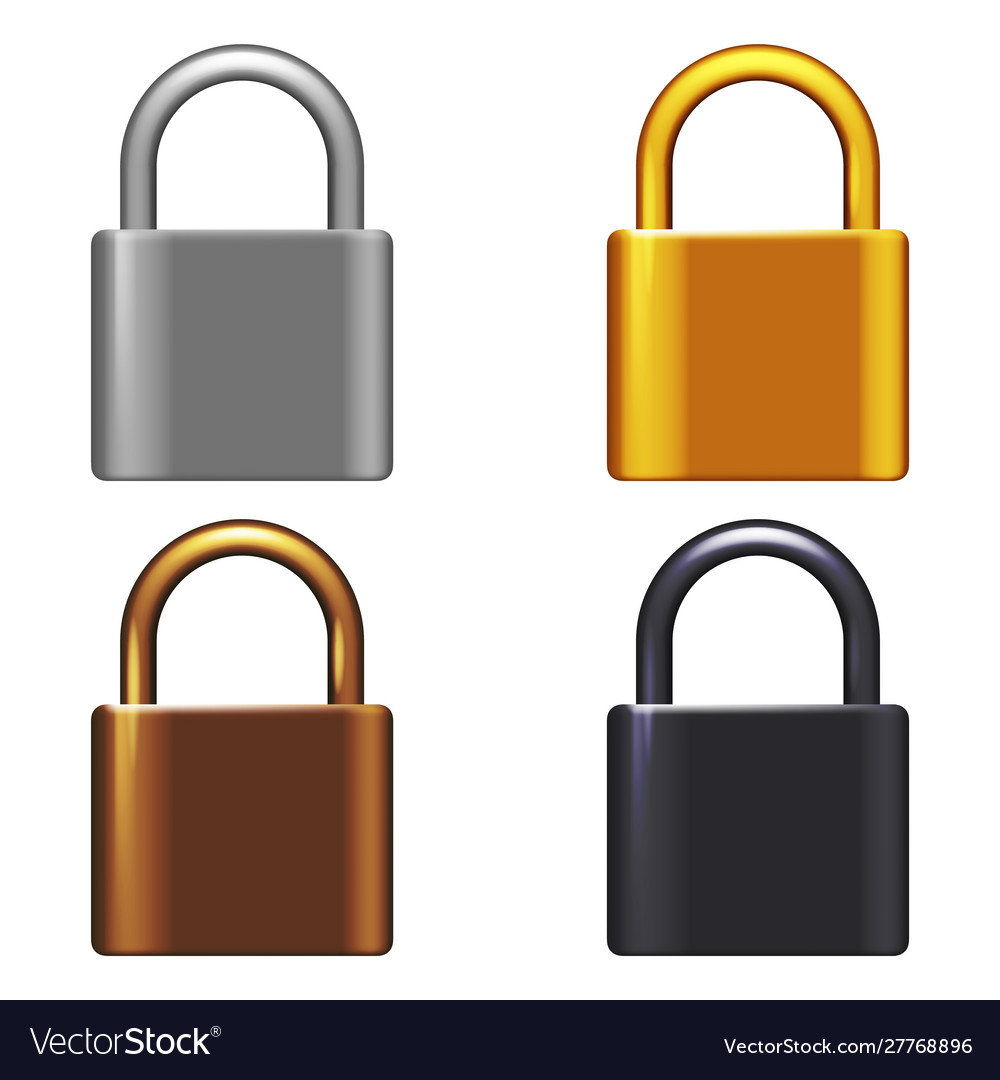 Metal lock 3d realistic security safeguard Vector Image