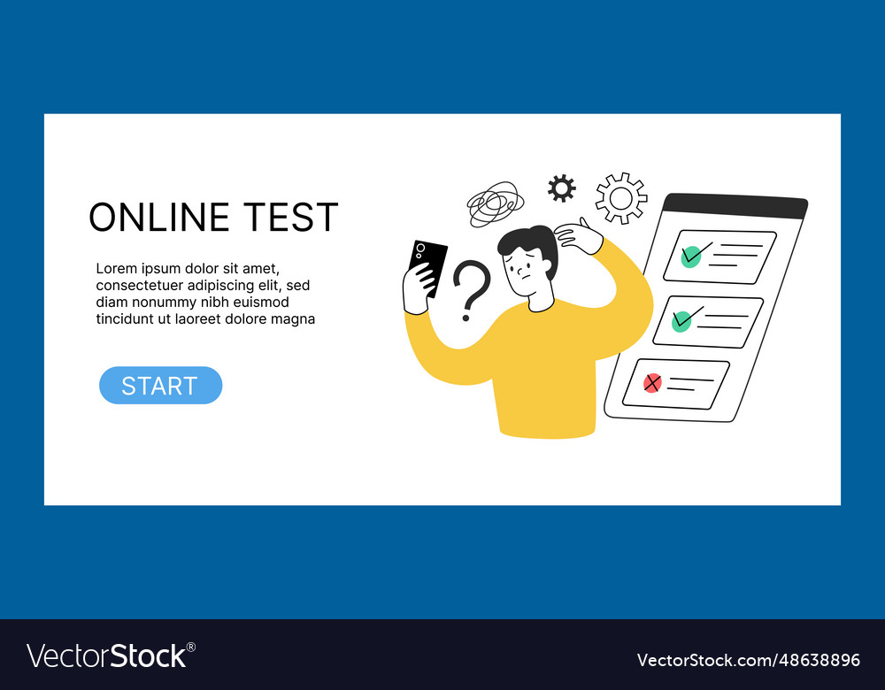 Online test banner start testing button exam