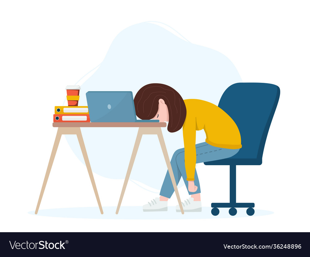 Professional burnout tired worker sitting