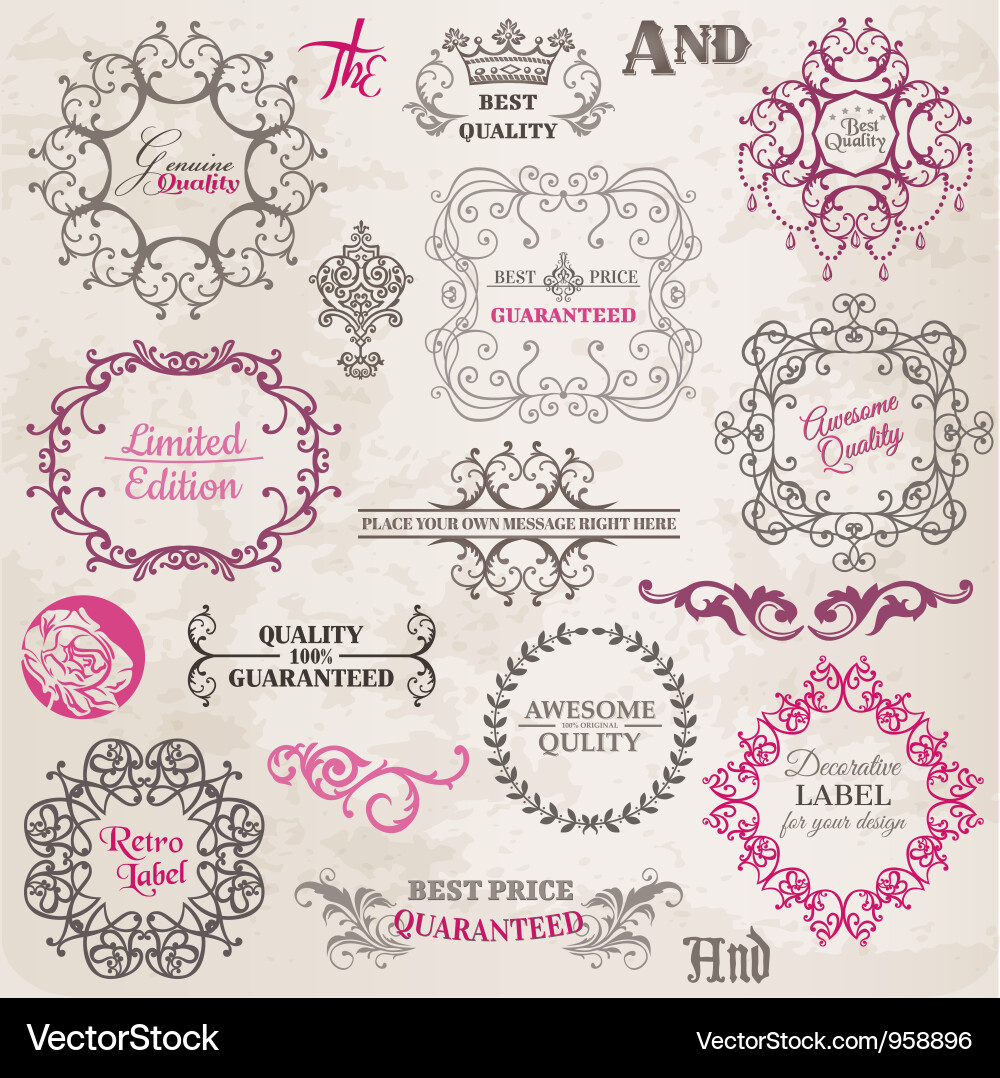 Set calligraphic design elements Royalty Free Vector Image