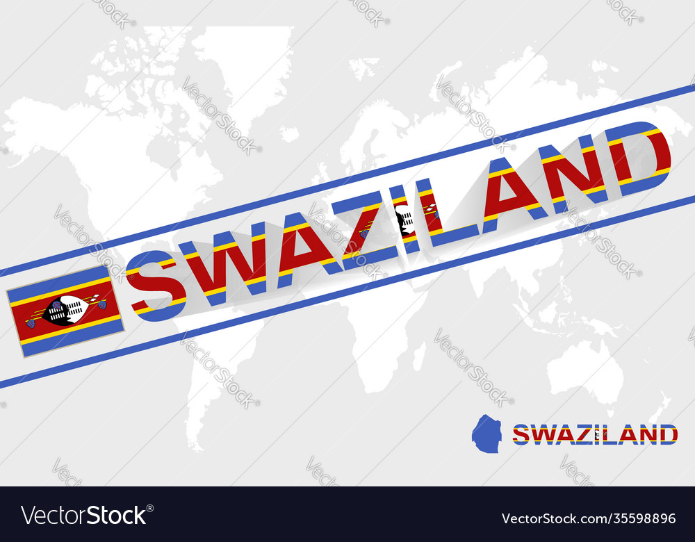 Swaziland map flag and text