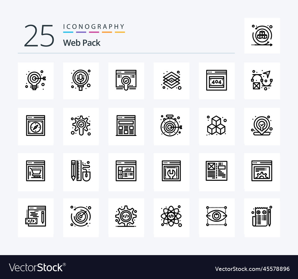 Web pack 25 line icon including error