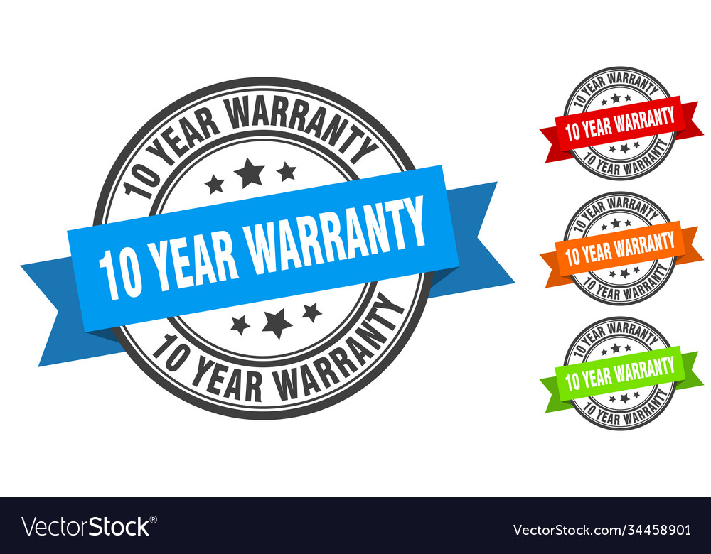 10 year warranty stamp round band sign set label