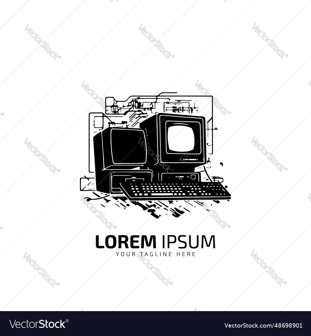 A logo of computer system with cpu silhouette