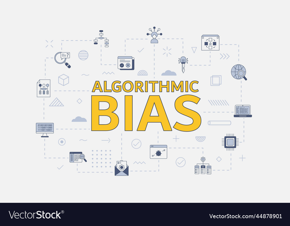 Algorithmic bias concept with icon set big Vector Image Algorithmic bias concept with icon set big