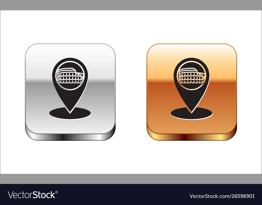 Black map pointer with coliseum in rome italy vector image Black map pointer with coliseum in rome italy