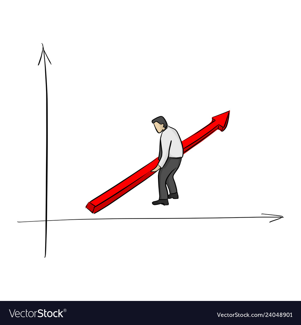 Businessman Raising Red Arrow  Erfolg