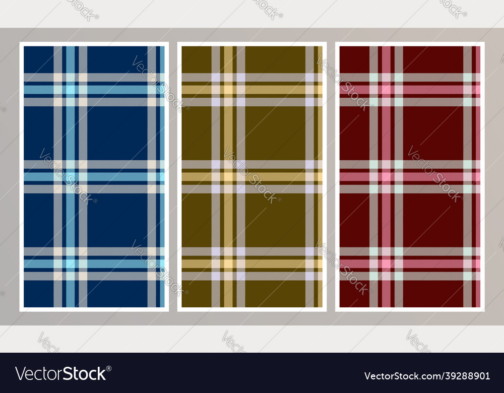 Checkered patterns set tartan color vector image Checkered patterns set tartan color