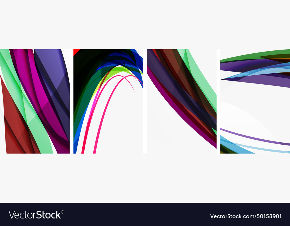 Colorful wave lines poster set for wallpaper Vector Image