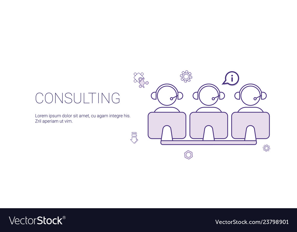 Consulting team support technology concept banner