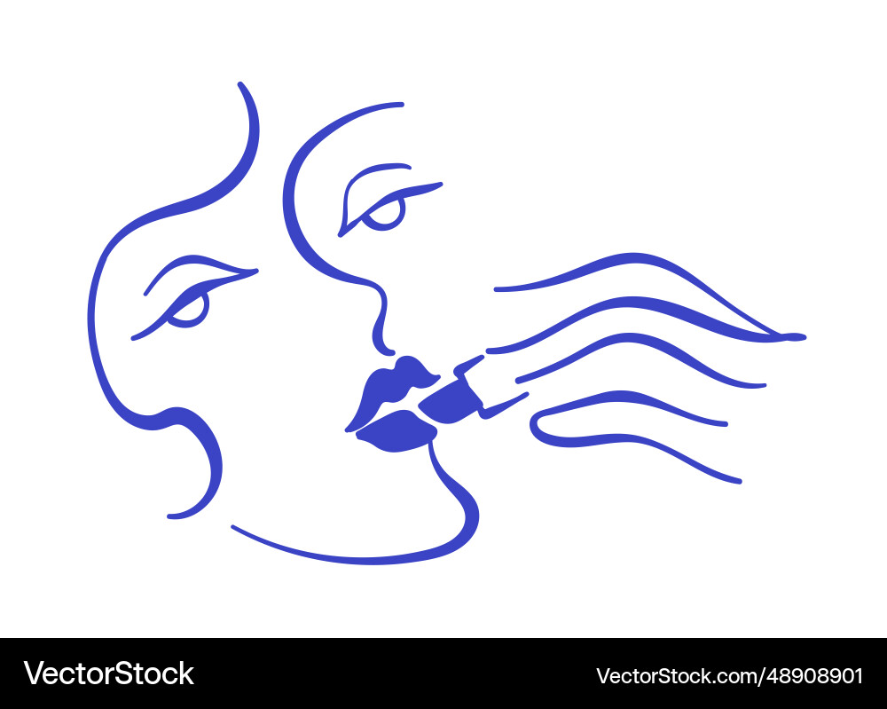 Continuous one line drawing abstract face Vector Image