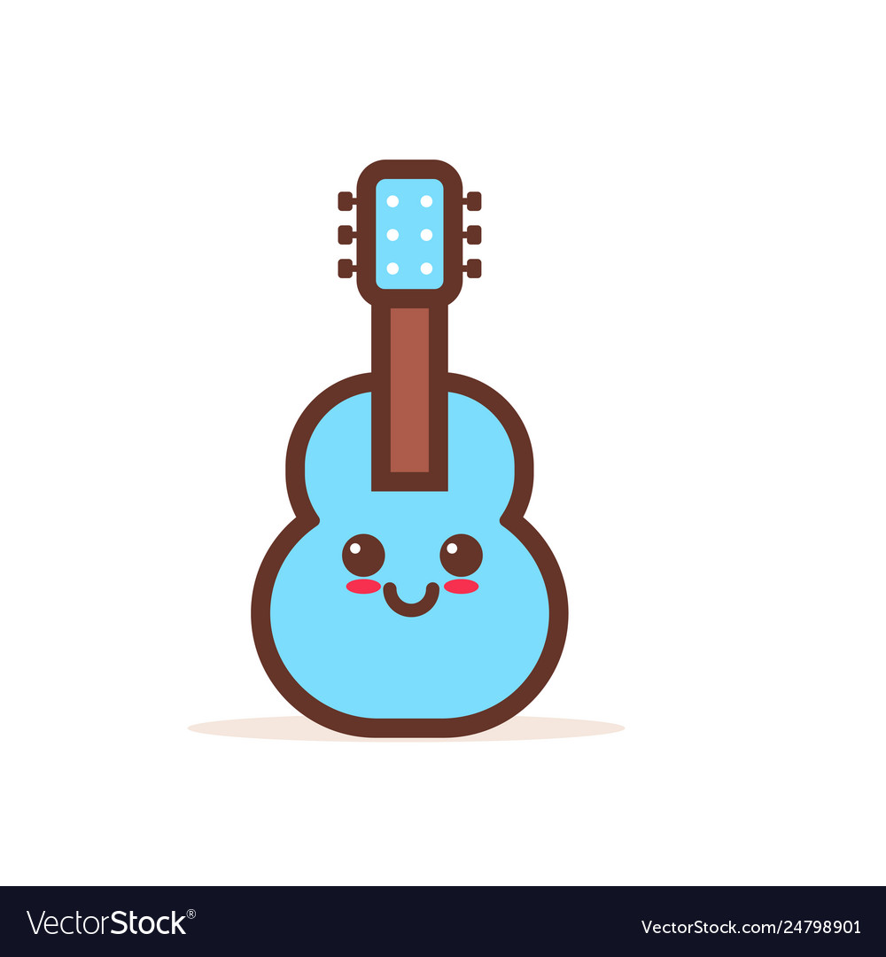 Cute Blue Guitar Cartoon