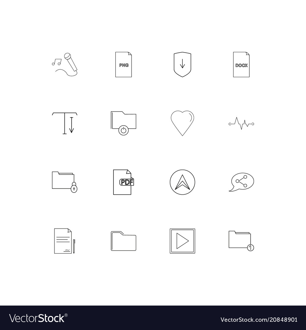 Files and folders sign linear thin icons set