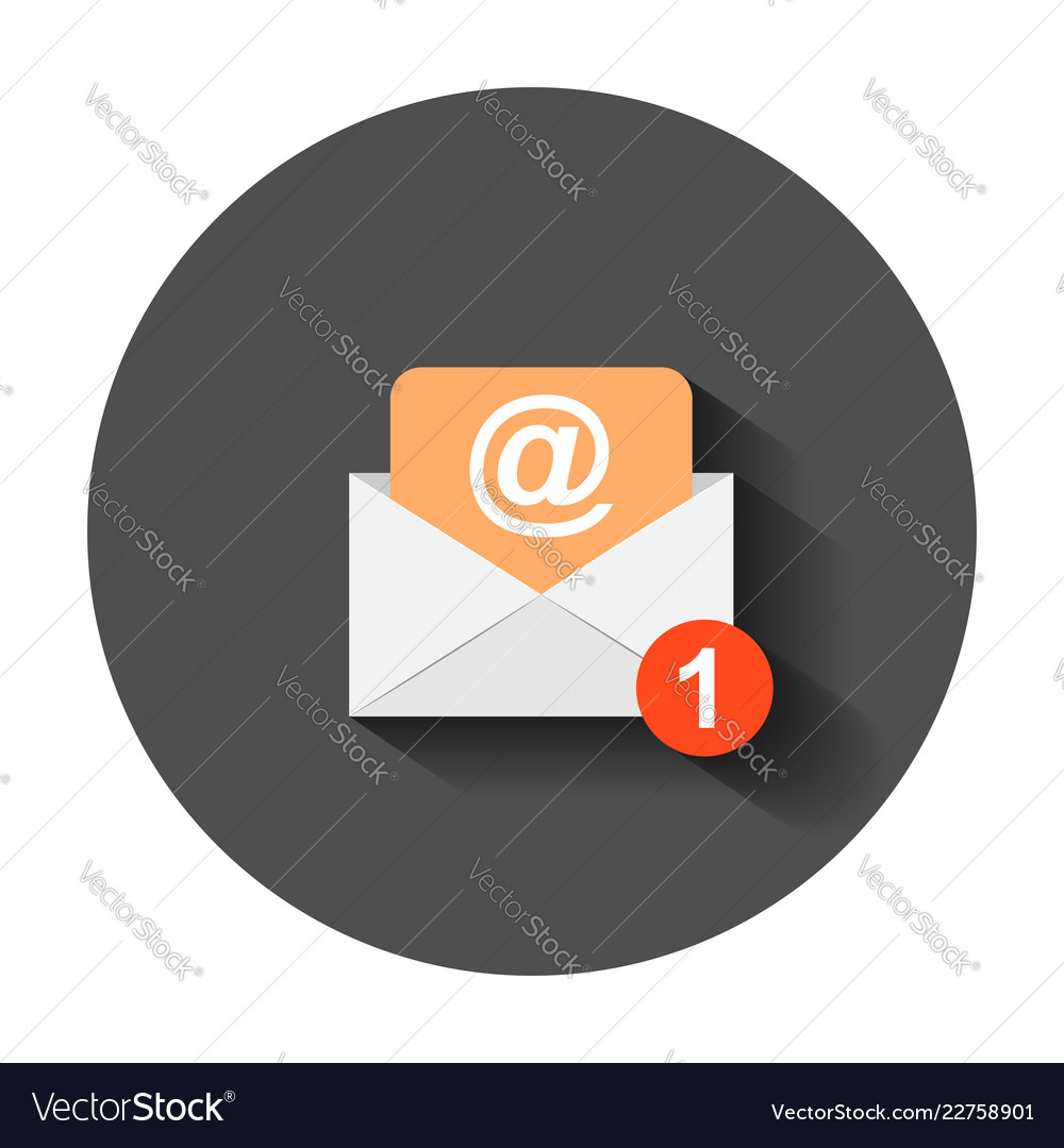Mail envelope icon in flat style email message vector image Mail envelope icon in flat style email message